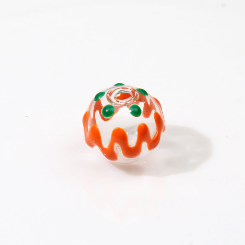 Accesorios de joyería de vidrio hueco pintado a mano al por mayor cuentas